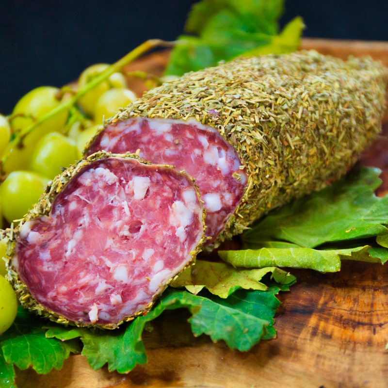 Saucisson sec enrobé aux herbes